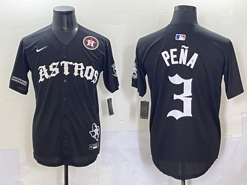 Men Houston Astros #3 Pena Black Five generations Joint Name Nike MLB 2025 Jersey style 8->philadelphia phillies->MLB Jersey
